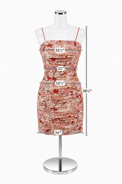 BTFL-Life Ruched Floral Metallic Bodycon Mini Dress Size XS