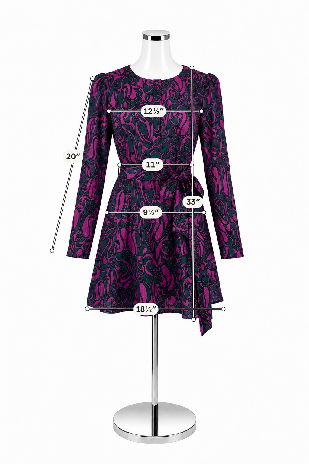 Trina Turk Jacquard Swirl Print 100% Silk Mini Dress Fuchsia Green Size 0