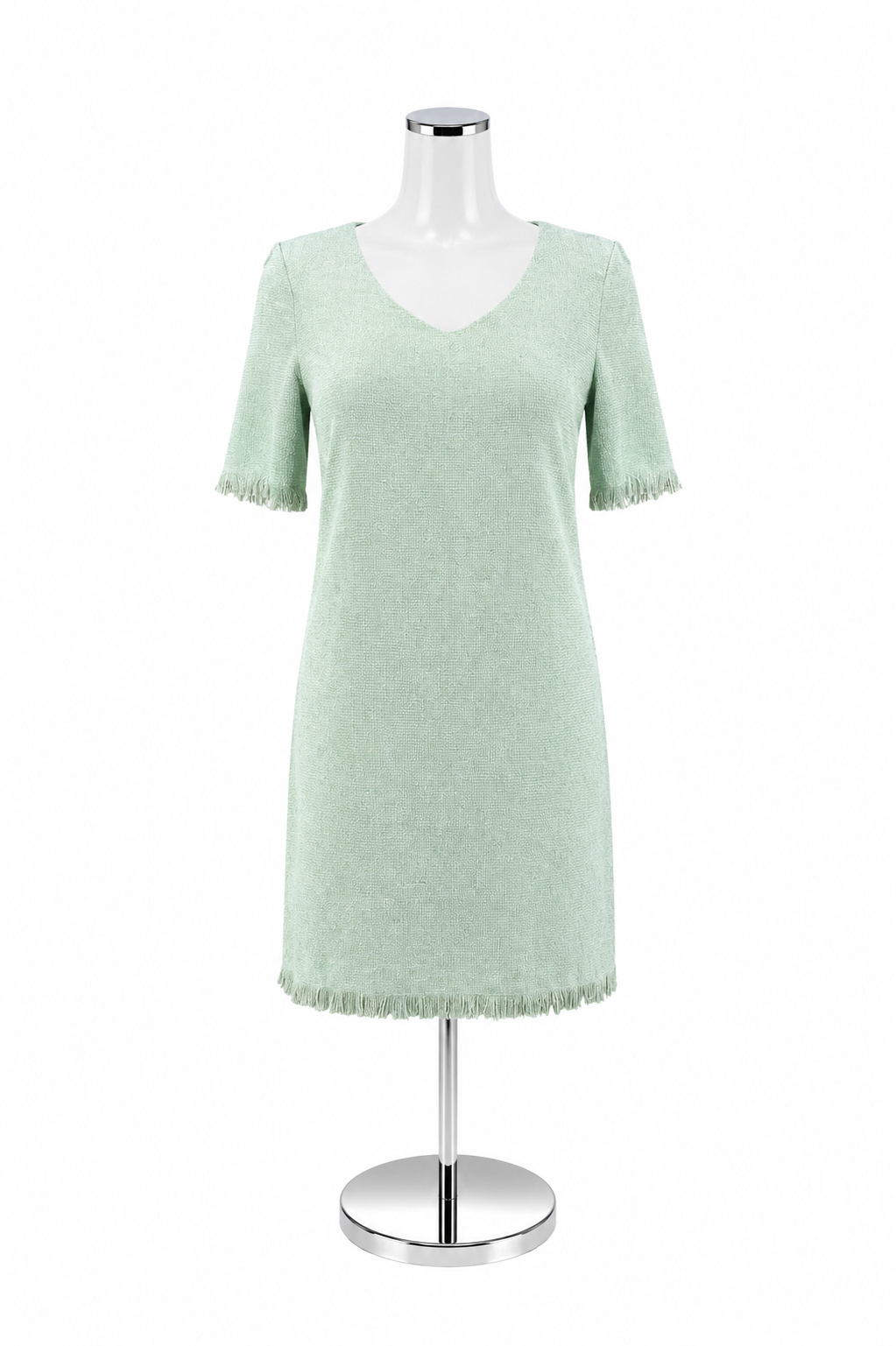 Lili Sidonio by Molly Bracken Mint Green Bouclé Fringe Mini Dress NWT Size XS