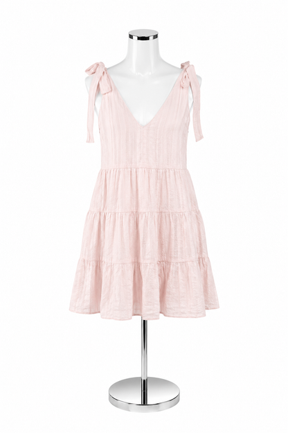 Amanda Uprichard Tish Tiered Tie Strap Mini Dress Pink XS