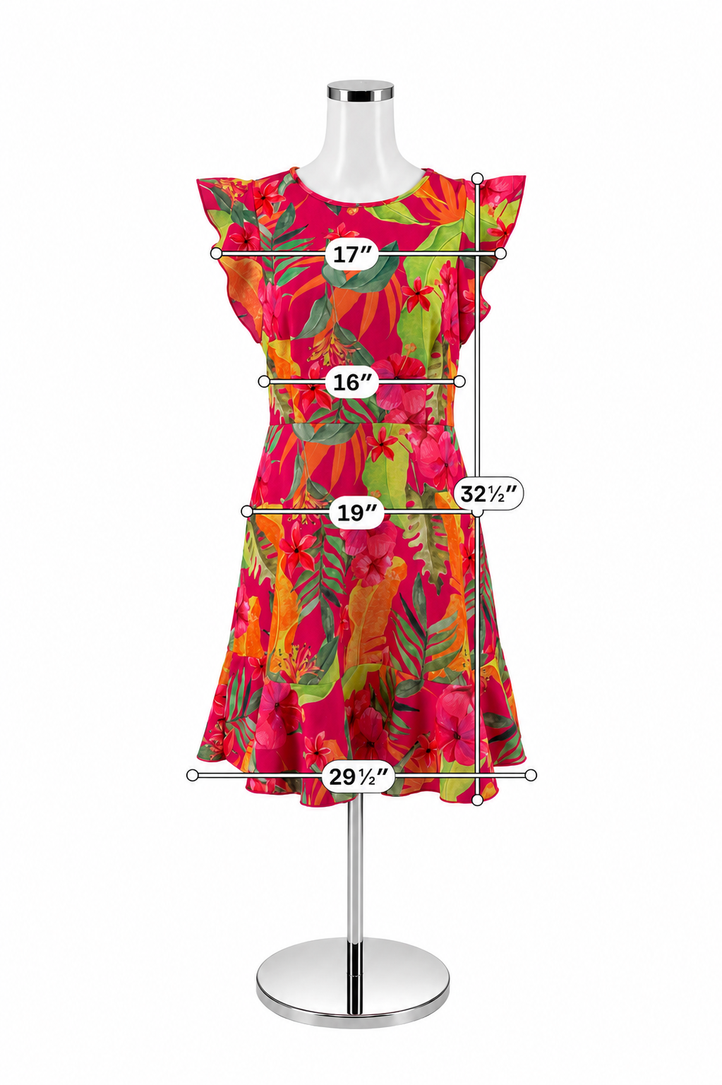 Shein Floral Cap Sleeve A-Line Dress Size XL Pink Green Orange