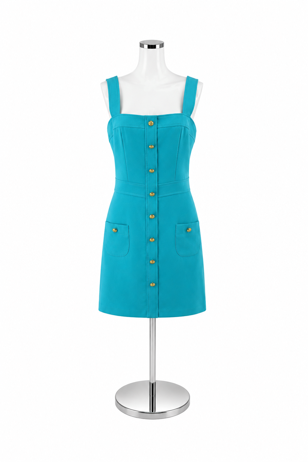 Amanda Uprichard Turquoise Crest Button-Front Mini Dress Size Large