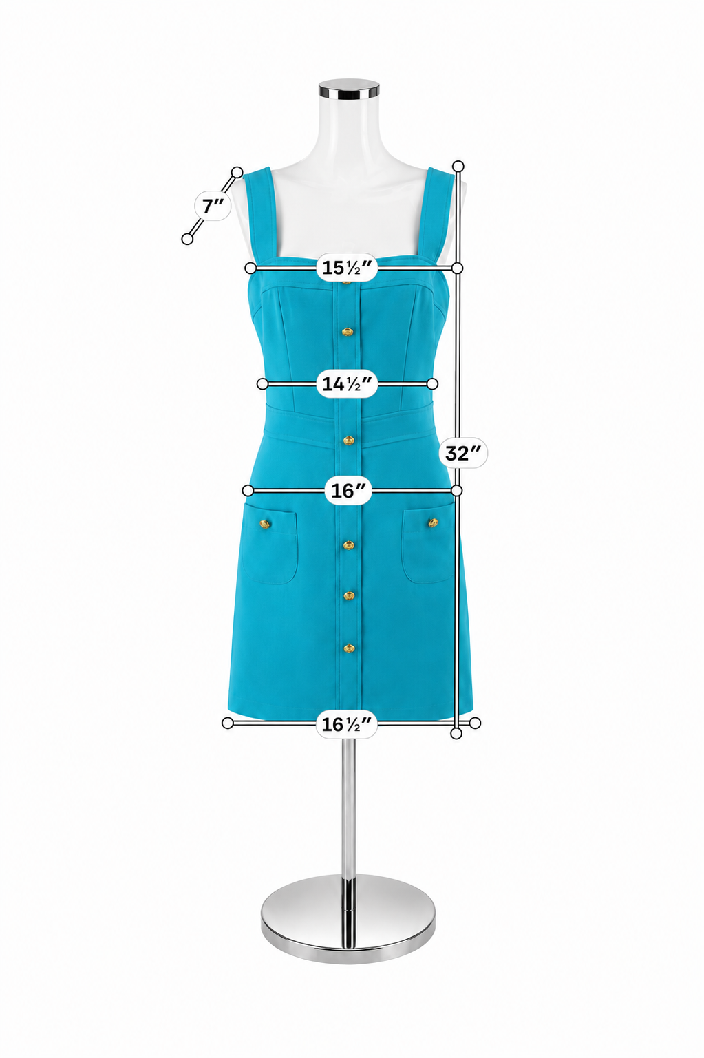 Amanda Uprichard Turquoise Crest Button-Front Mini Dress Size Large