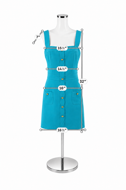 Amanda Uprichard Turquoise Crest Button-Front Mini Dress Size Large