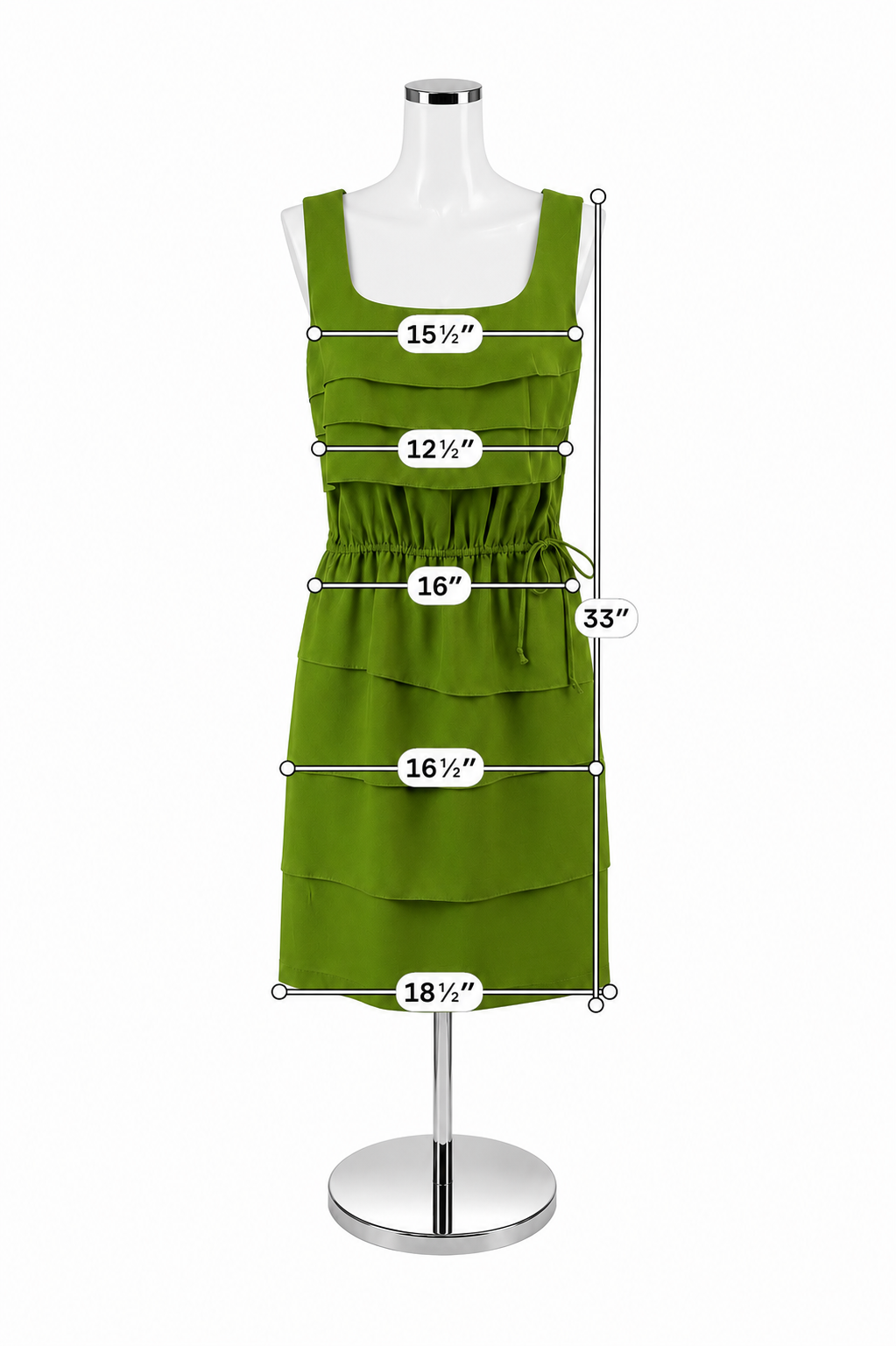 Danny &amp; Nicole Green Tiered Ruffle Sleeveless Dress Size 12P