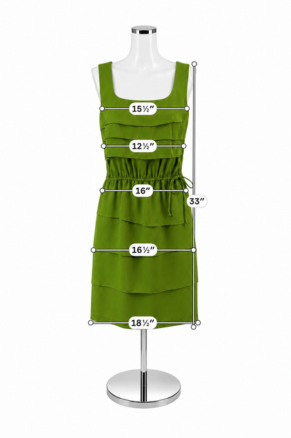 Danny &amp; Nicole Green Tiered Ruffle Sleeveless Dress Size 12P