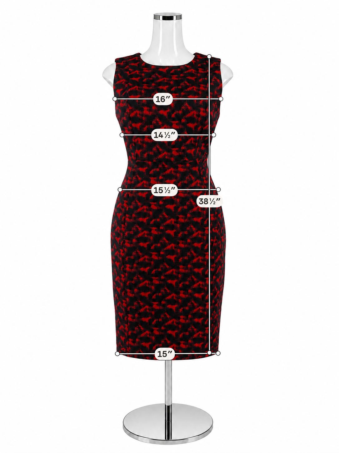 Calvin Klein Red &amp; Black Abstract Jacquard Sheath Dress | Size 8
