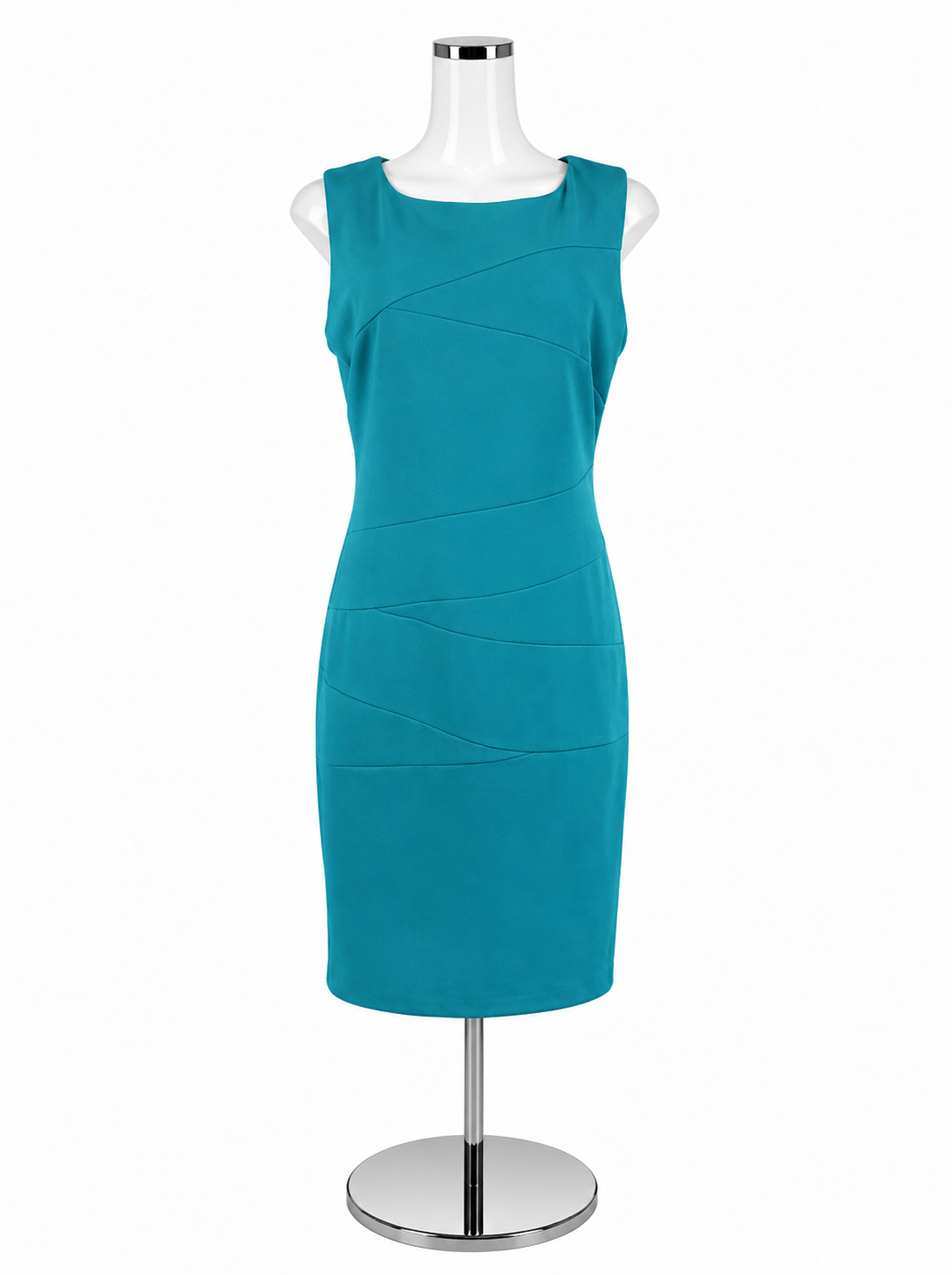 Ronni Nicole Teal Sleeveless Stretch Crepe Sheath Dress | Size 14