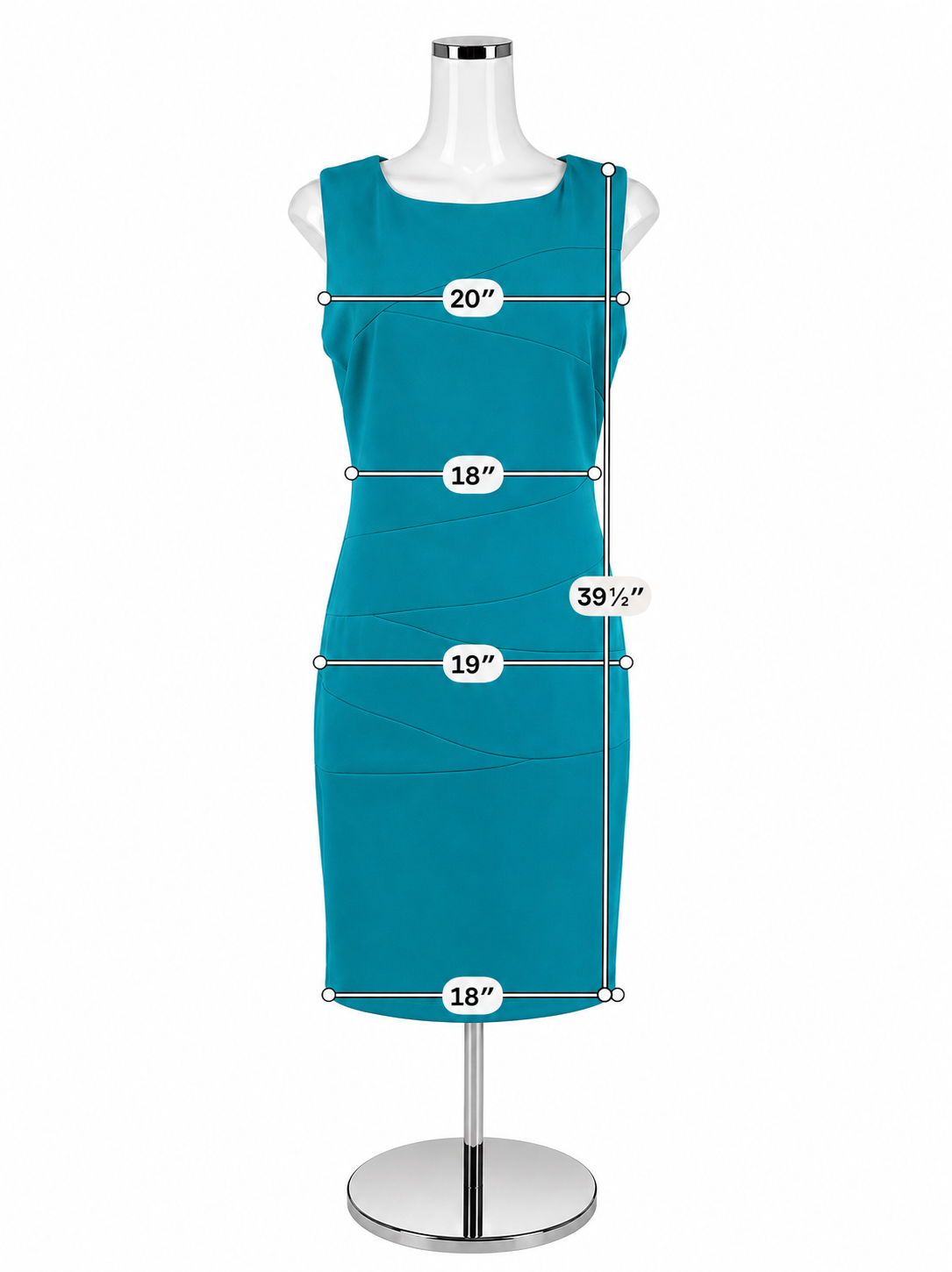 Ronni Nicole Teal Sleeveless Stretch Crepe Sheath Dress | Size 14