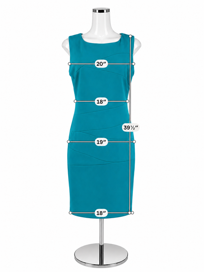 Ronni Nicole Teal Sleeveless Stretch Crepe Sheath Dress | Size 14
