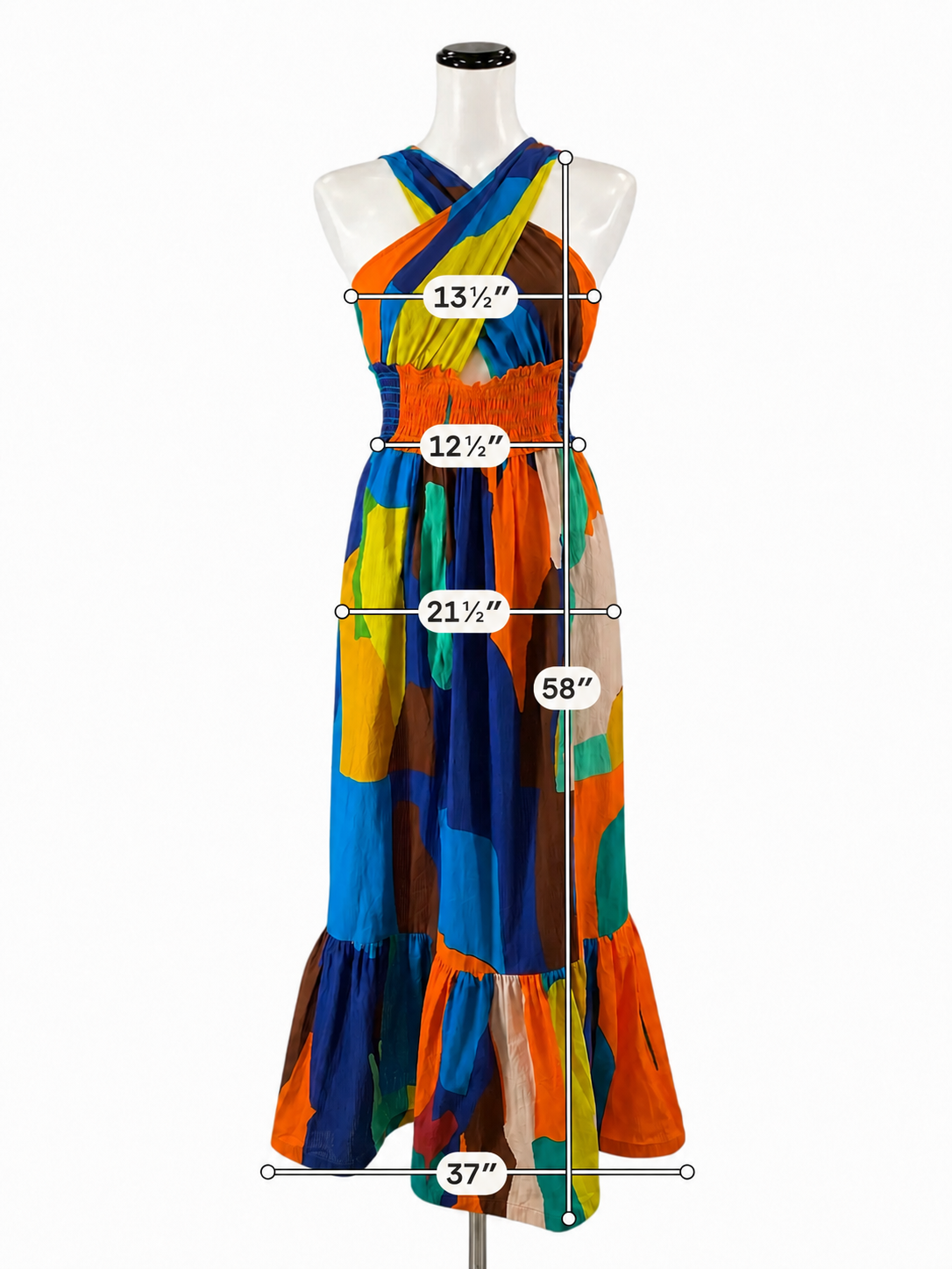 Plenty by Tracy Reese Abstract Print Shirred Waist Maxi Dress Size Small