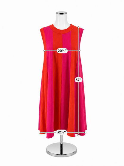 THML Colorblock Stripe Tie-Back Swing Dress Size XL 16 Pink Red