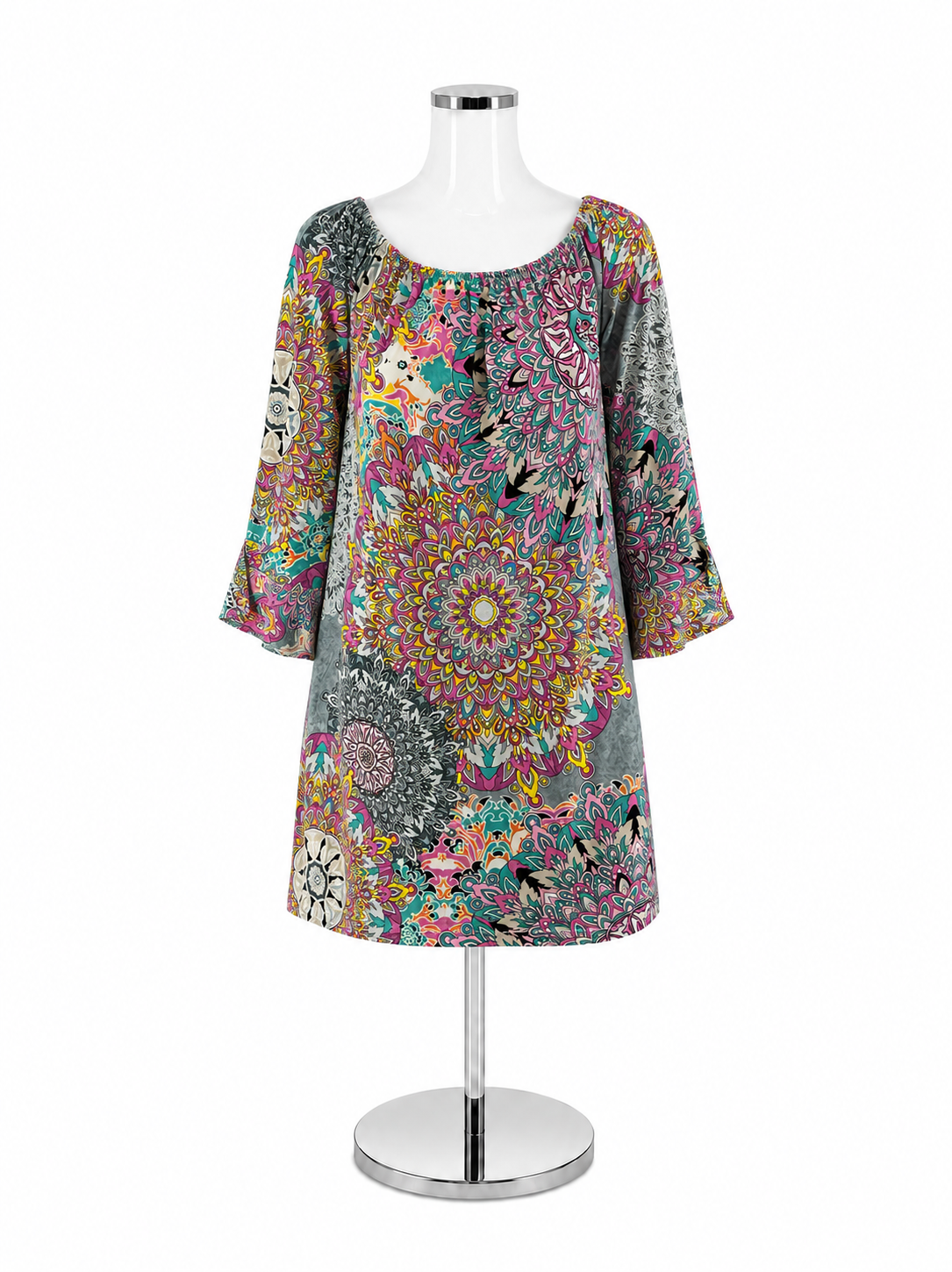 Jodifl Boho Paisley Print Off-Shoulder Tunic Dress Size Small