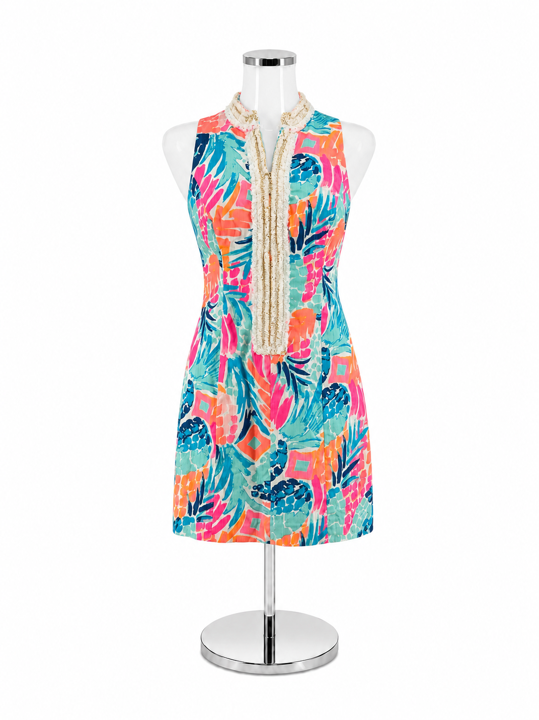 Lilly Pulitzer Pearl Shift Dress Multi Sink Or Swim Pineapple Print Size 2