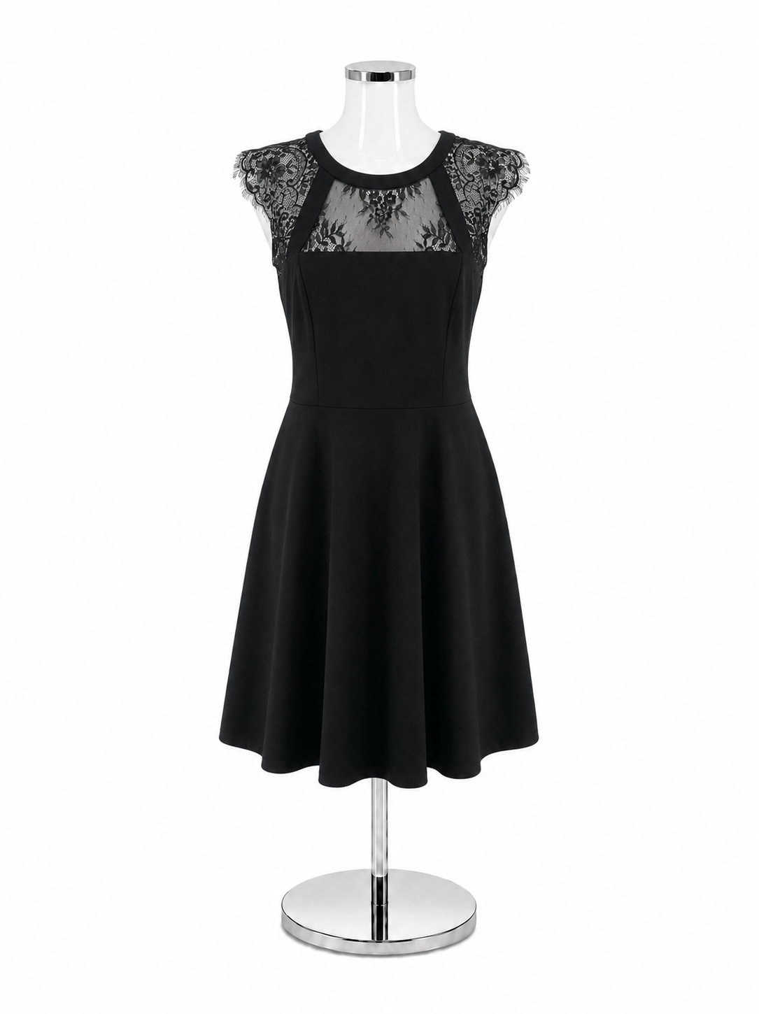 Vince Camuto Black Lace Yoke Sleeveless Cocktail Dress Size 12