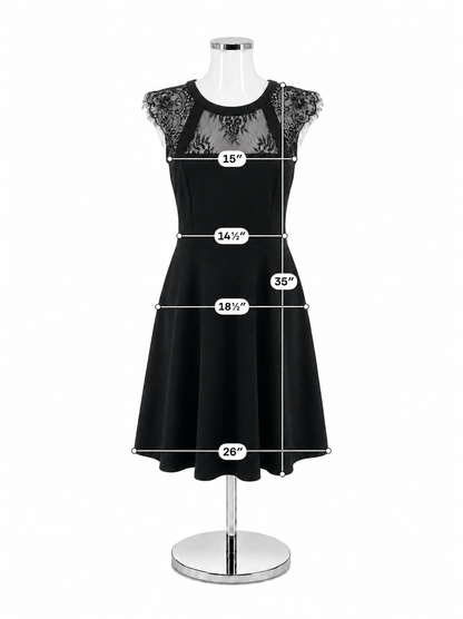 Vince Camuto Black Lace Yoke Sleeveless Cocktail Dress Size 12