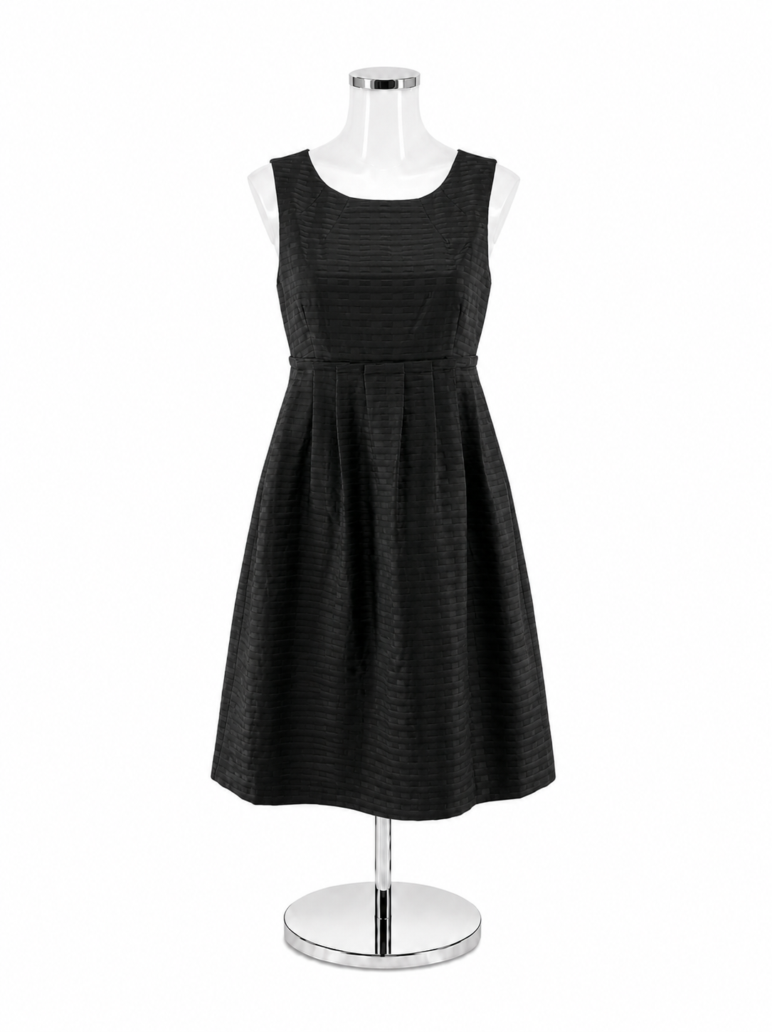 Max &amp; Cleo Jacquard Fit &amp; Flare Pleated Little Black Dress
