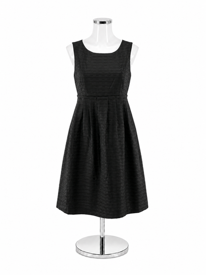 Max &amp; Cleo Jacquard Fit &amp; Flare Pleated Little Black Dress