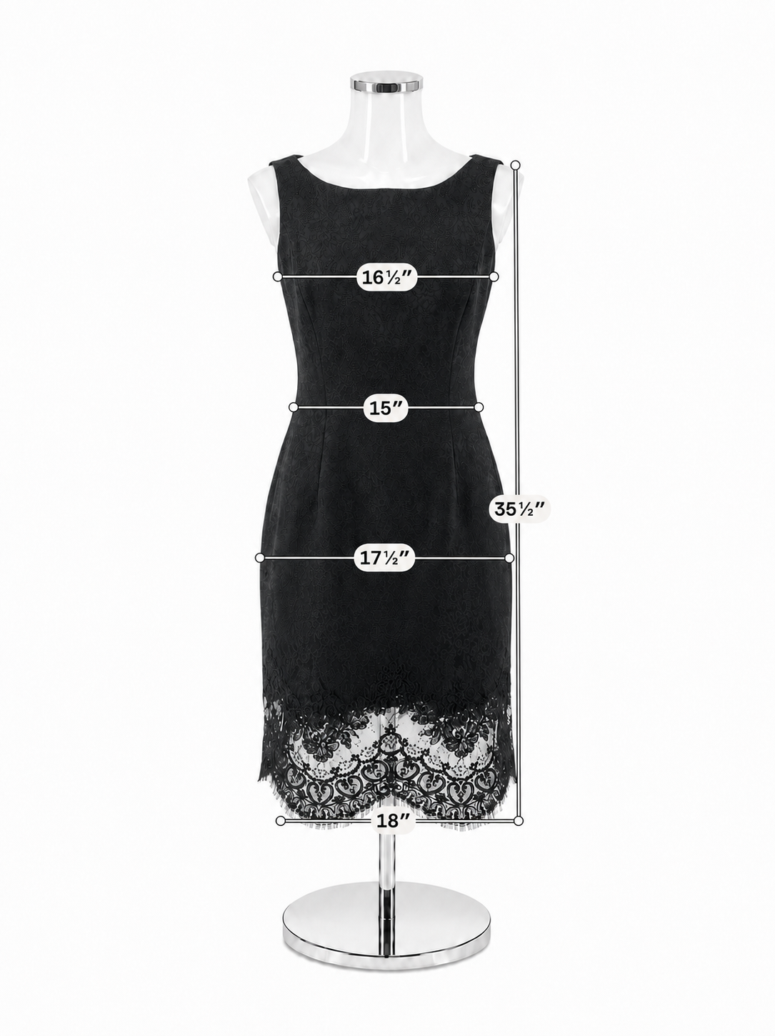 Carmen Marc Valvo Black Lace Baroque Jacquard Sheath Cocktail Dress Size 10