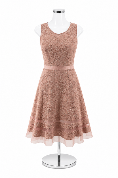 BCBGMAXAZRIAB Blush Pink Tiered Floral Lace A-Line Dress | Size 4