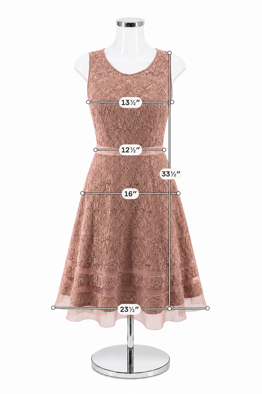 BCBGMAXAZRIAB Blush Pink Tiered Floral Lace A-Line Dress | Size 4