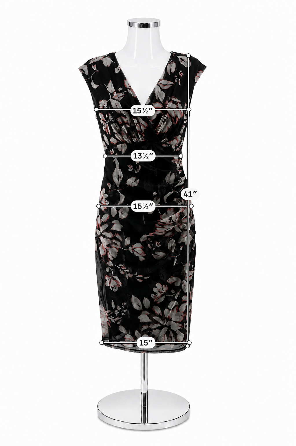 London Times Floral Ruched Surplice Sheath Dress Size 8