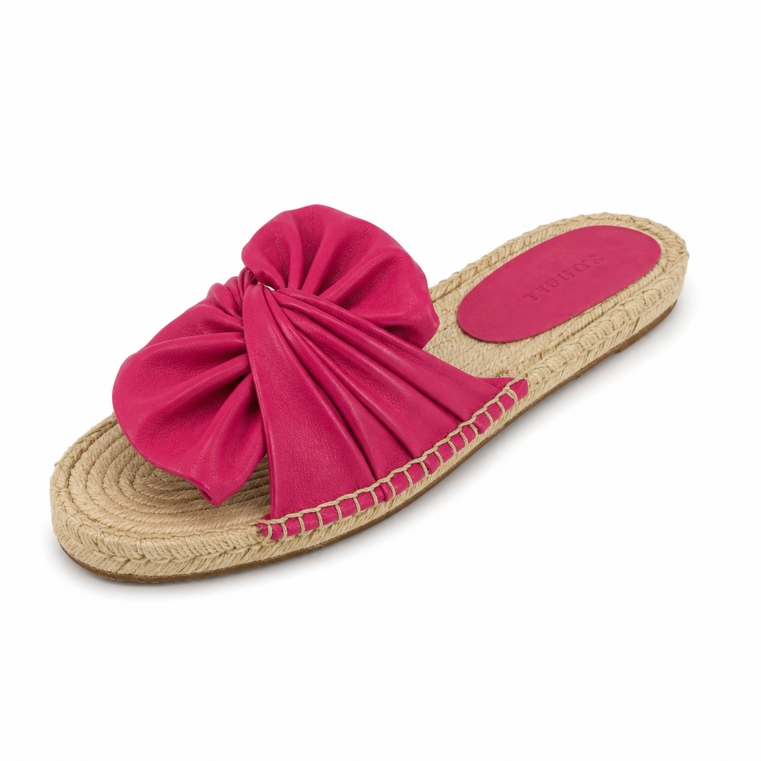 BCBGMAXAZRIA Sonali Pink Leather Knot Bow Espadrille Slide Sandals Size 5.5/6