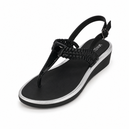 VANELi Aliz Black Braided T-Strap Platform Sandals Size 7
