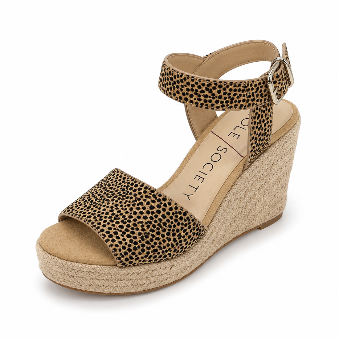 Sole Society Katarina Leopard Print Calf Hair Espadrille Wedge Sandals Size 6