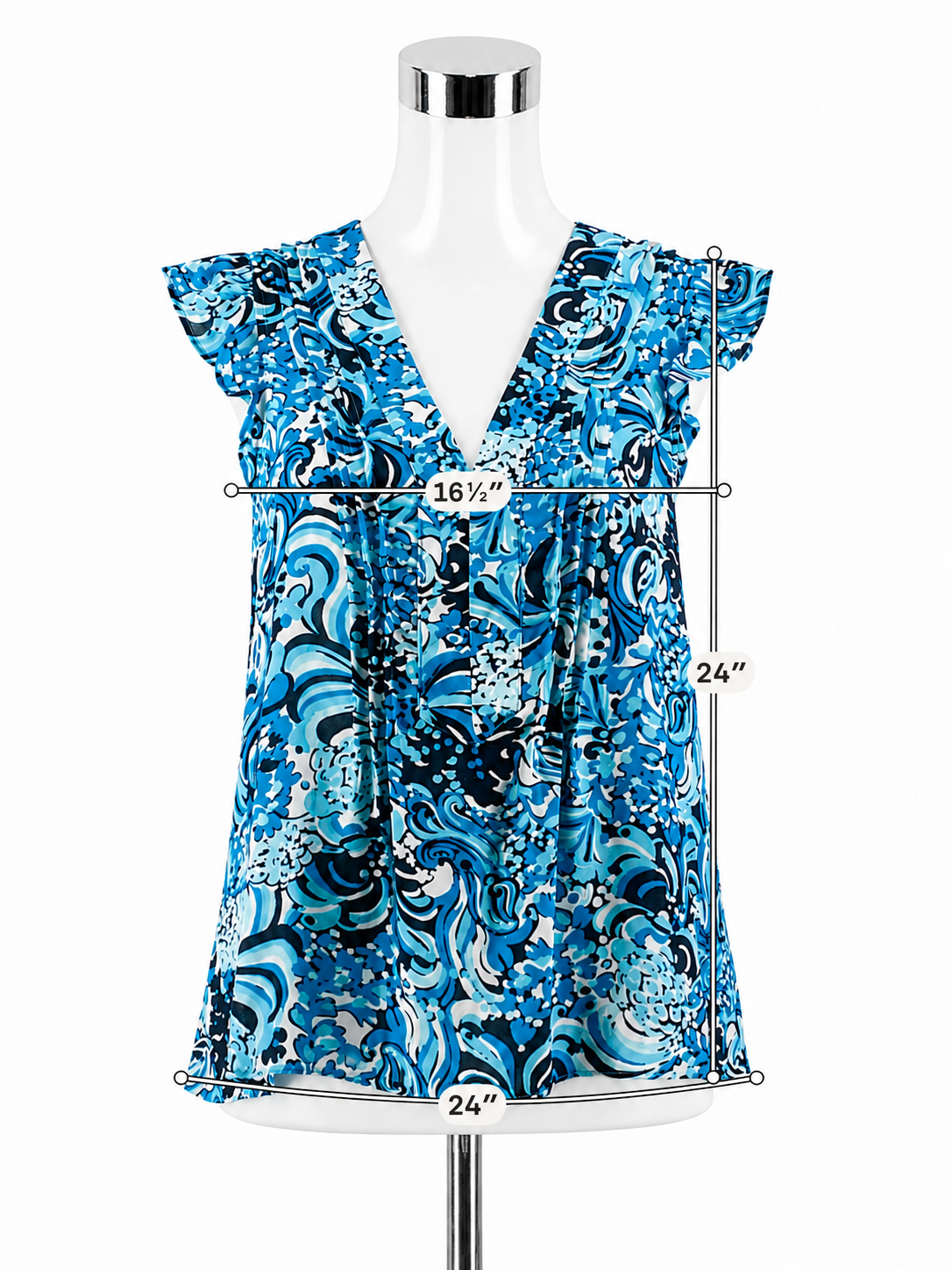 Lilly Pulitzer Kassia Top Bayside Blue Seen and Herd Floral Blouse Size Large
