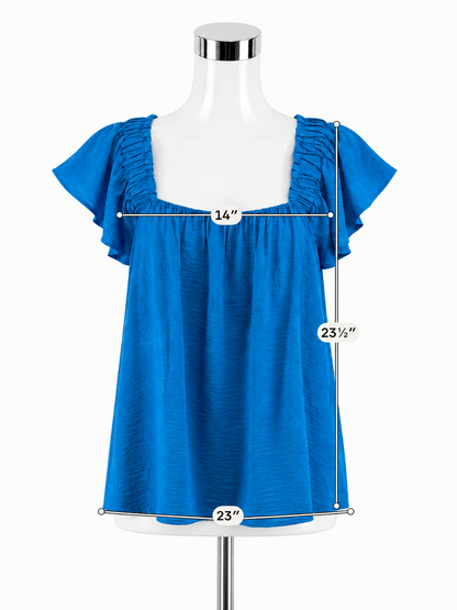 Lilly Pulitzer Katalina Top Size Large Turquoise Ruffle Square Neck Blouse NWT
