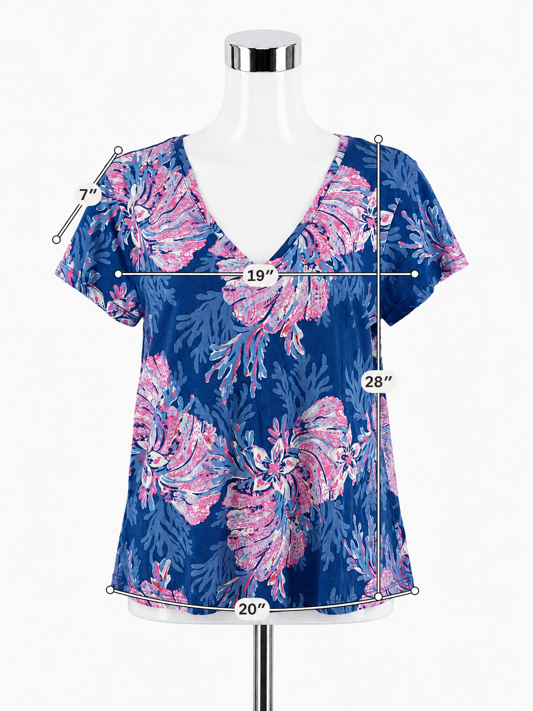 Lilly Pulitzer Michele V-Neck Top Floral Print Size Large