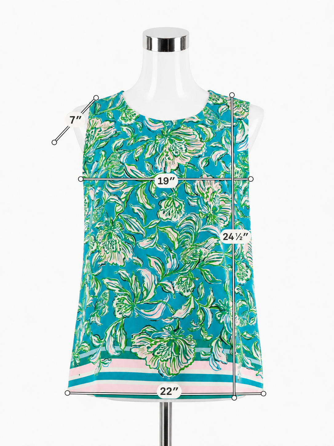 Lilly Pulitzer Florin Button Back Sleeveless Top Large Turquoise Green Floral