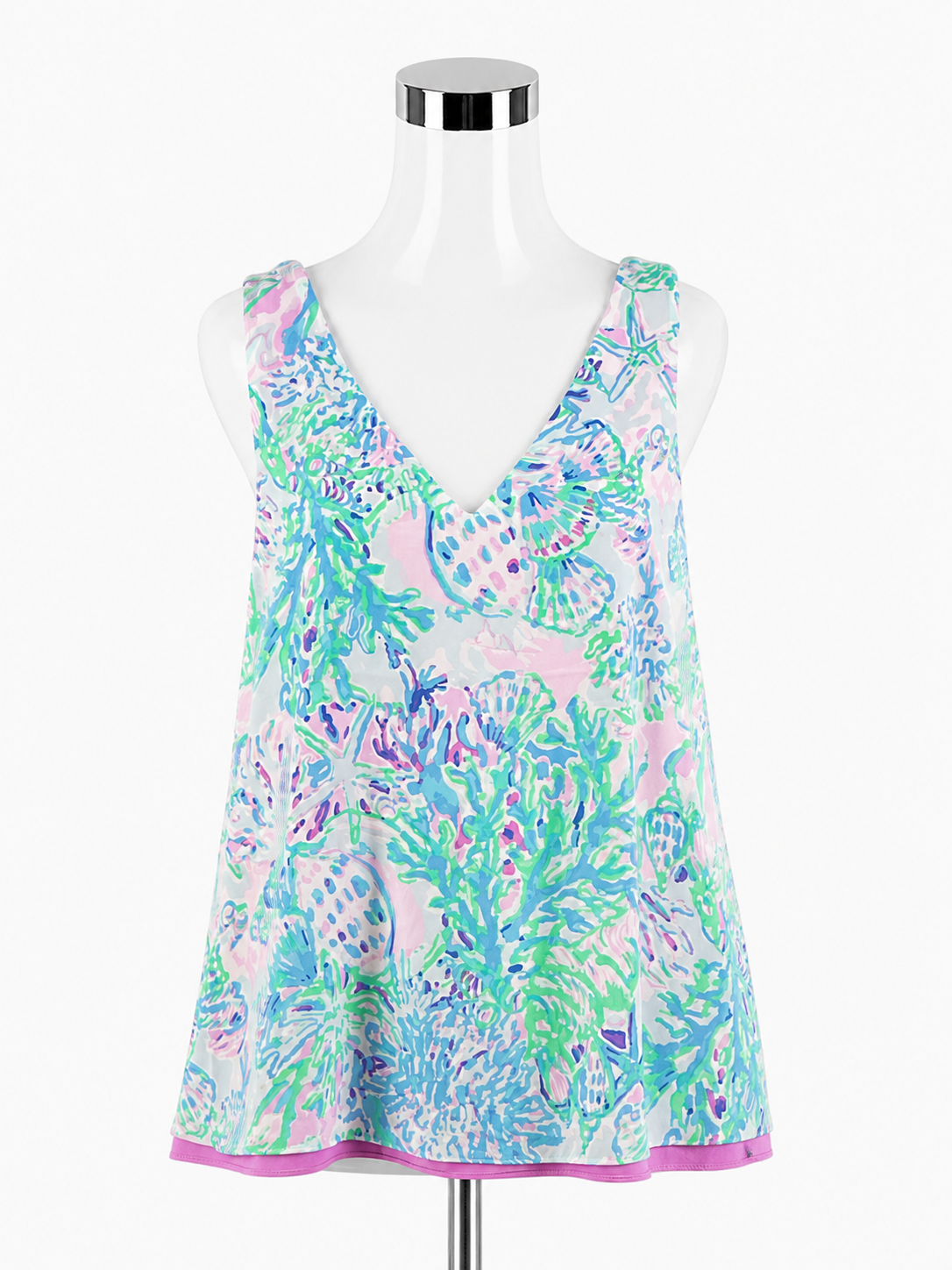 Lilly Pulitzer Downstairs Tank Top in Shell Me About It Print Size Large