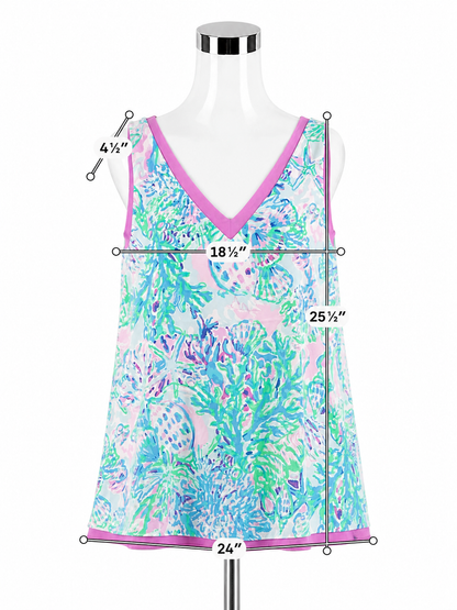 Lilly Pulitzer Downstairs Tank Top in Shell Me About It Print Size Large