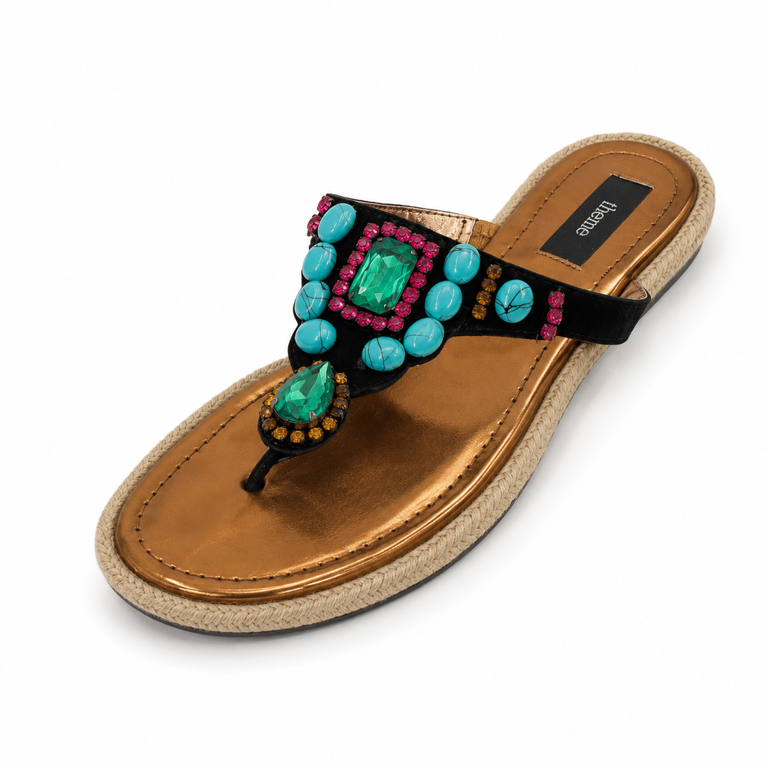 Theme Beaded Jeweled Espadrille Thong Sandals Womens Size 11 NWT