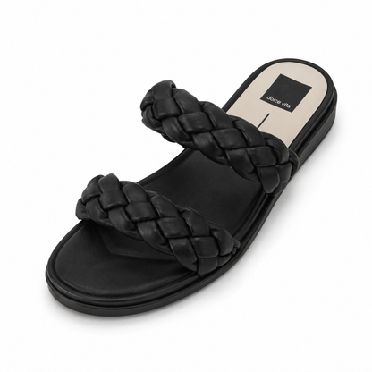 Dolce Vita Monica Braided Slide Sandals Black Vegan Leather Size 7 (EU 37)