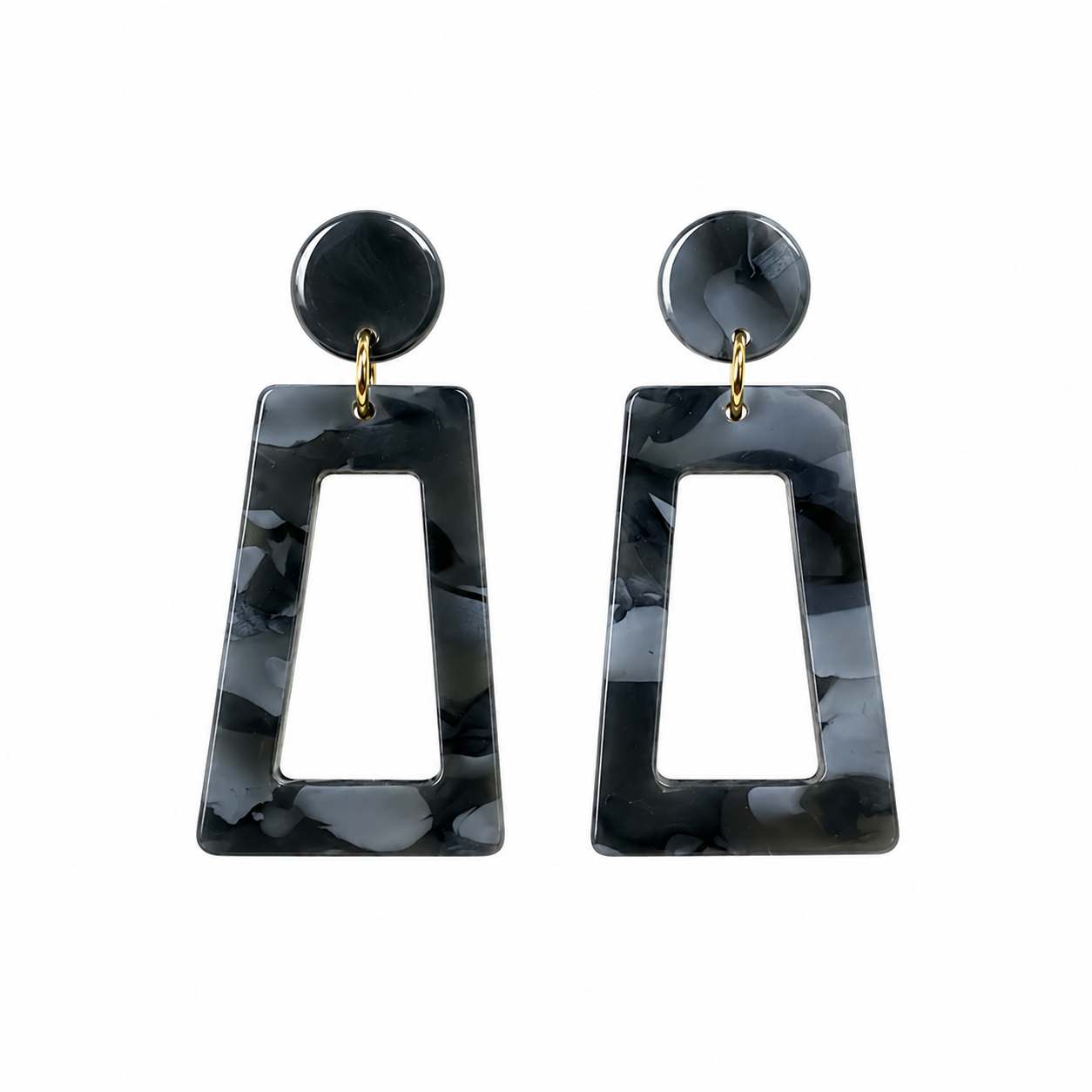 Geometric Marbled Resin Dangle Earrings | Modern Statement Jewelry