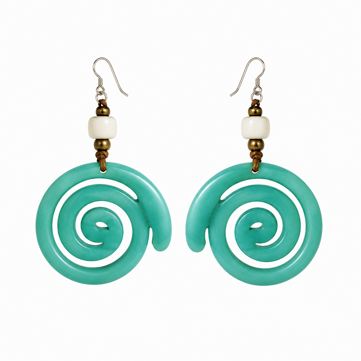 Tagua by Soraya Cedeno Green Spiral Tagua Nut Dangle Earrings | Fair Trade