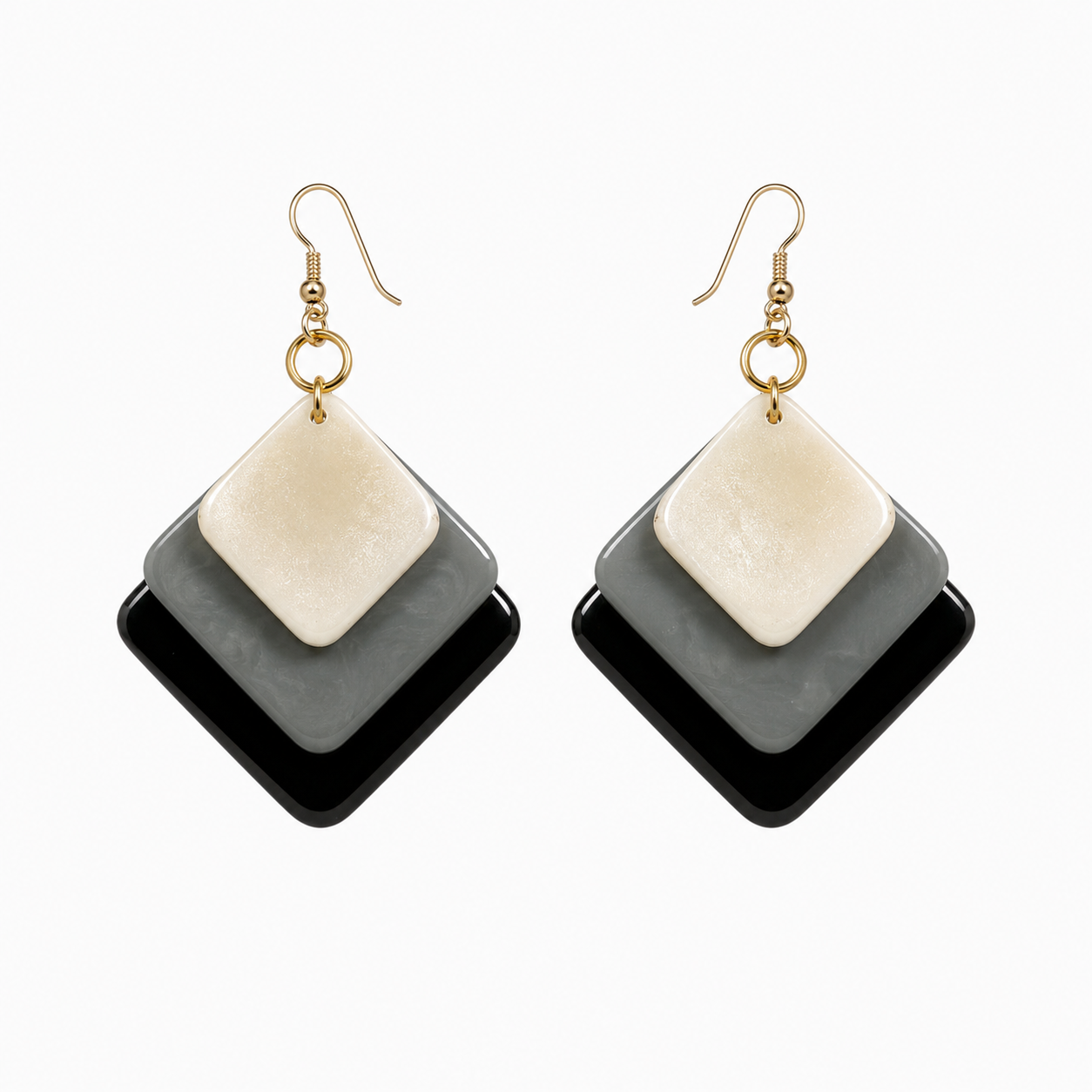 Tegara by Oka Craft Fair Trade Tagua Geometric Drop Earrings