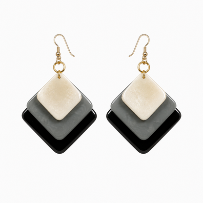 Tegara by Oka Craft Fair Trade Tagua Geometric Drop Earrings