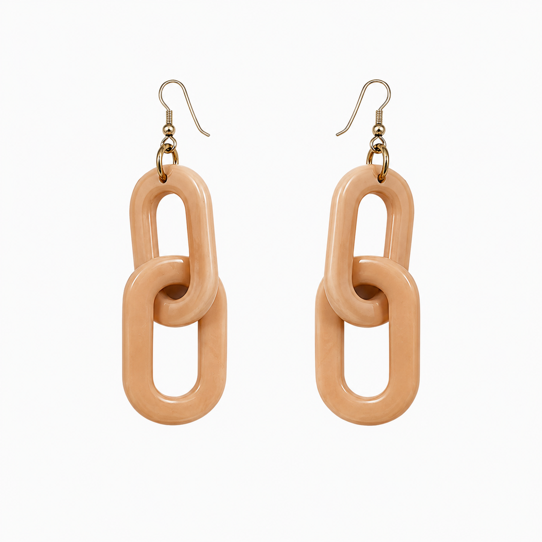 Tagua Tagua Nut Sustainable Fair Trade Handmade Dangle Link Earrings Peach