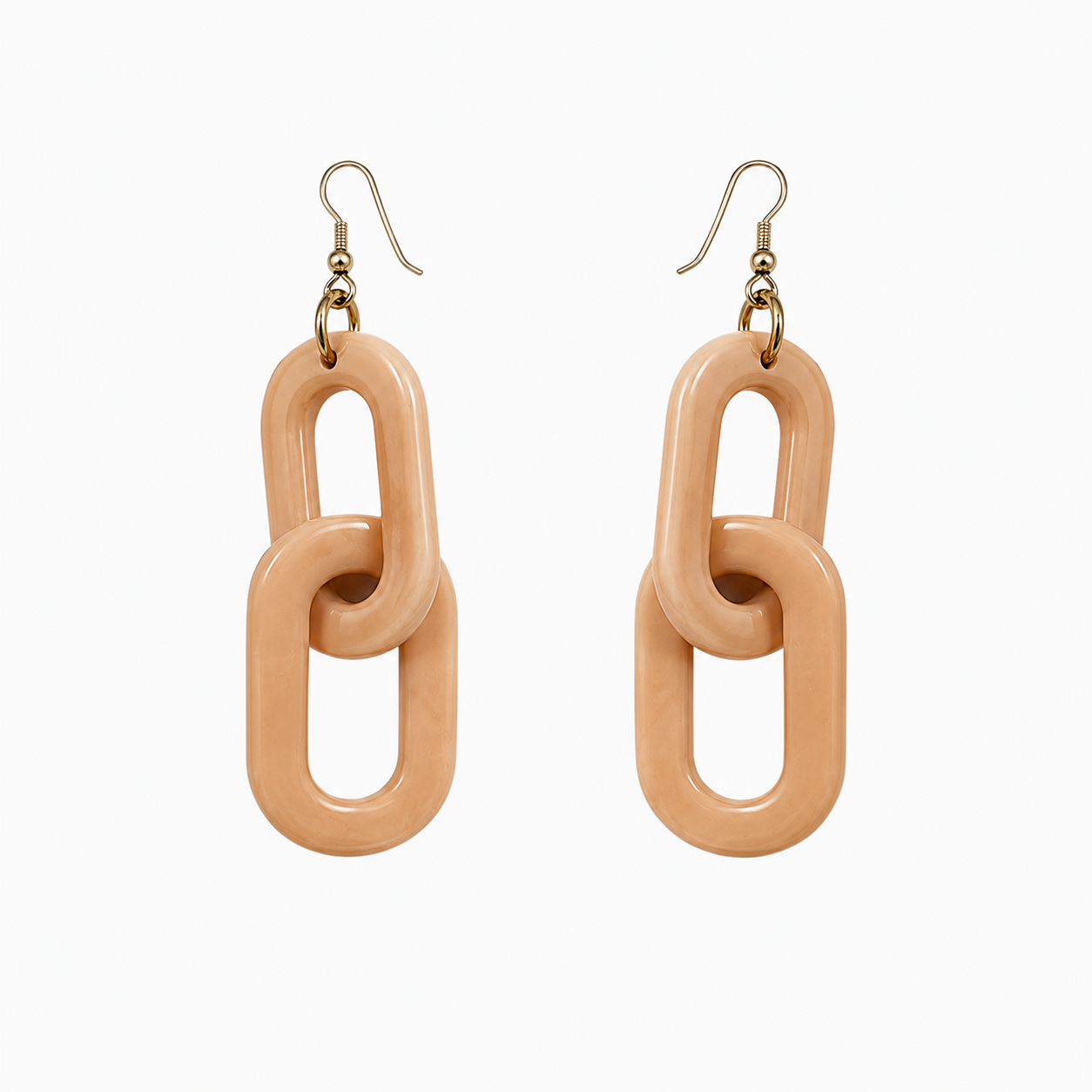 Tagua Tagua Nut Sustainable Fair Trade Handmade Dangle Link Earrings Peach