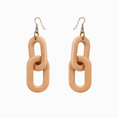 Tagua Tagua Nut Sustainable Fair Trade Handmade Dangle Link Earrings Peach