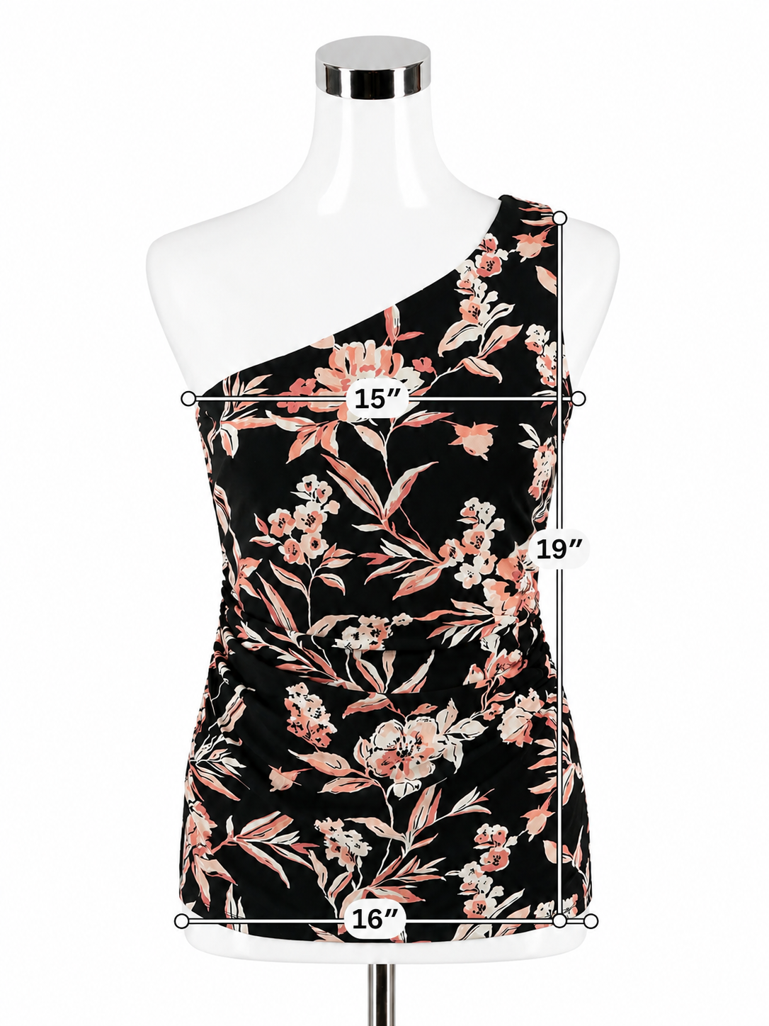 White House Black Market Floral One Shoulder Ruched Top Size S NWT
