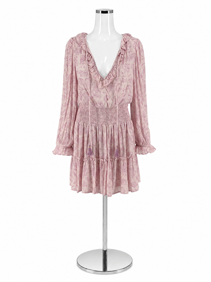 House of Harlow 1960 x Revolve Olvera Pink Paisley Boho Mini Dress Size Medium