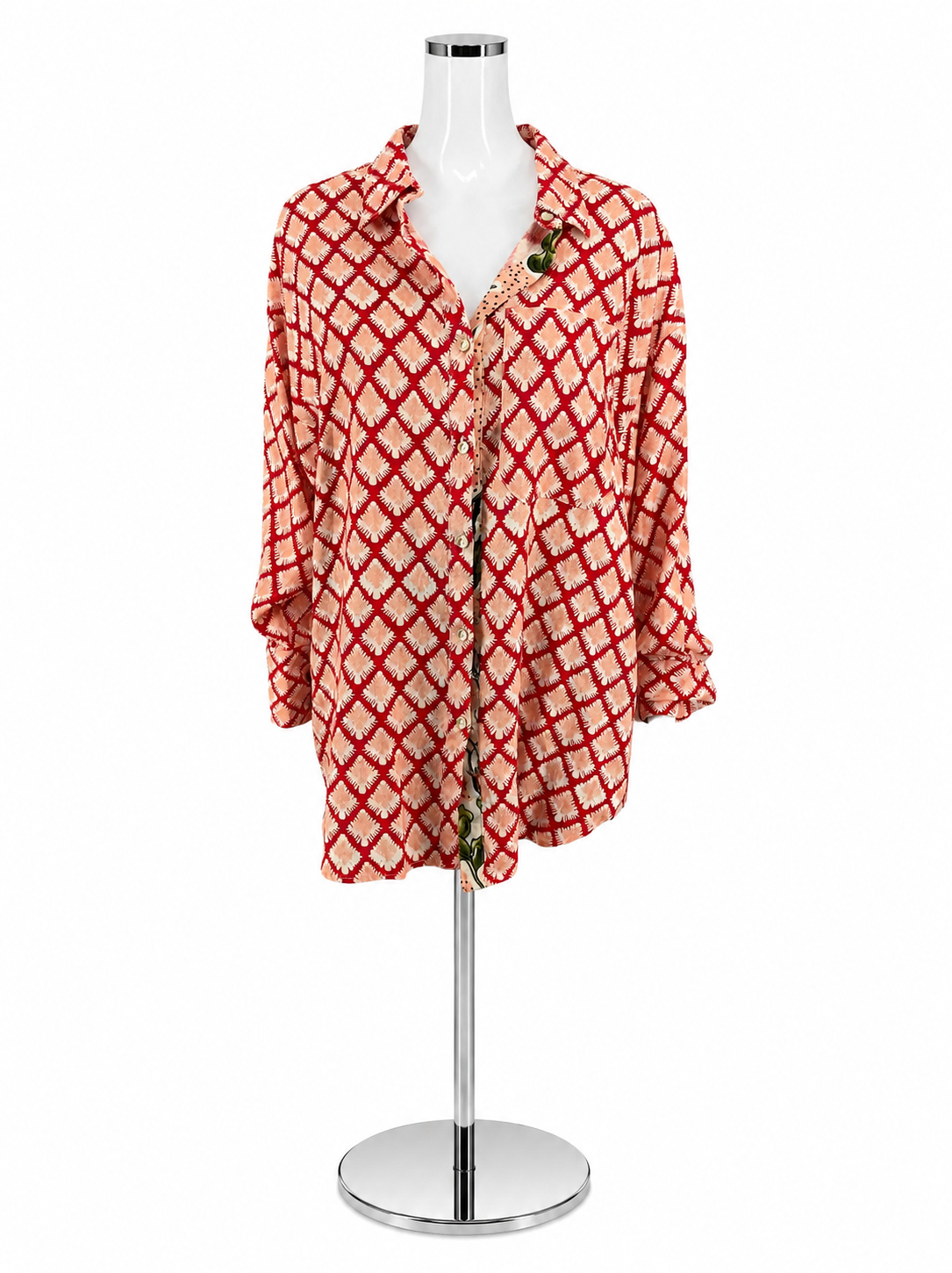 Lanhtropy Mika Linen Shirt Lotus Rouge Floral Print NWT Size Small