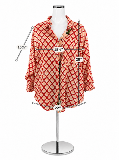Lanhtropy Mika Linen Shirt Lotus Rouge Floral Print NWT Size Small