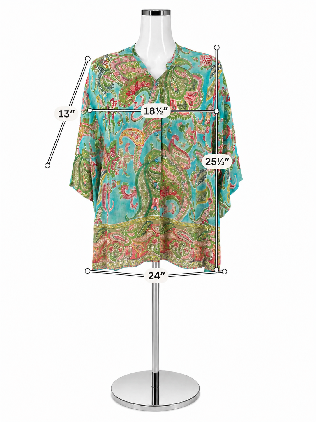 René Derhy Paisley Boho Button-Front Rayon Blouse Top Size Small