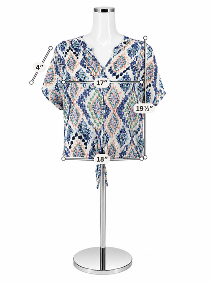 Lovestitch Boho Ikat Print Tie Front Top Blouse Medium Petite